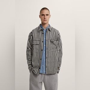 NWT Zara Plaid Overshirt with Pockets, sz medium
